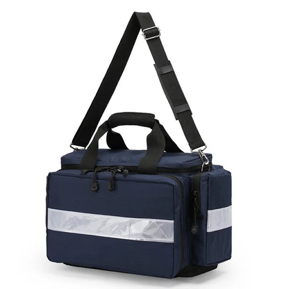 Large Capacity Outdoor First Aid Kit with Reflective Strips Portable Storage Bag Multiple Carrying Options for Emergency First