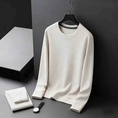 Men's Casual Crew Neck Knitwear Lightweight Long Sleeve Solid Color Pullover for All Seasons