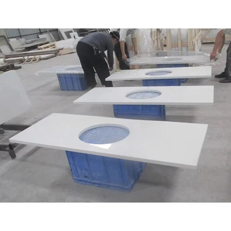 Artificial quartz stone top kitchen island smooth and easy to clean desktop