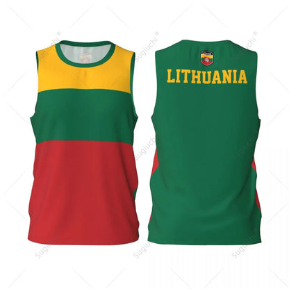 Men Basketball Sports Lithuania Flag Running Fitness Multifunction Jersey Sleeveless shirt Custom Name Nunber Exclusive