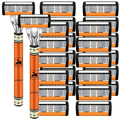 6-layer razor blade, men's stainless steel blade, classic water washed razor, sharp blade for clean shaving