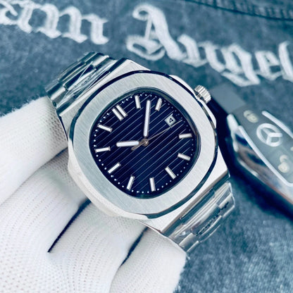 Customized Logo/Name Premium Luxury Men Automatic Mechanical Watches Special Bezel Shape Luminous Dial Stainless Steel Strap