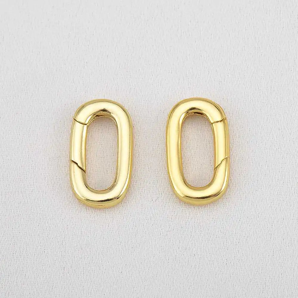 2pcs 18K Gold Plated Filled Oval Carabiner Necklace Clasps Spring Ring Pearl Enhancer Connector for DIY Jewelry Bracelet Making