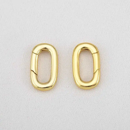 2pcs 18K Gold Plated Filled Oval Carabiner Necklace Clasps Spring Ring Pearl Enhancer Connector for DIY Jewelry Bracelet Making