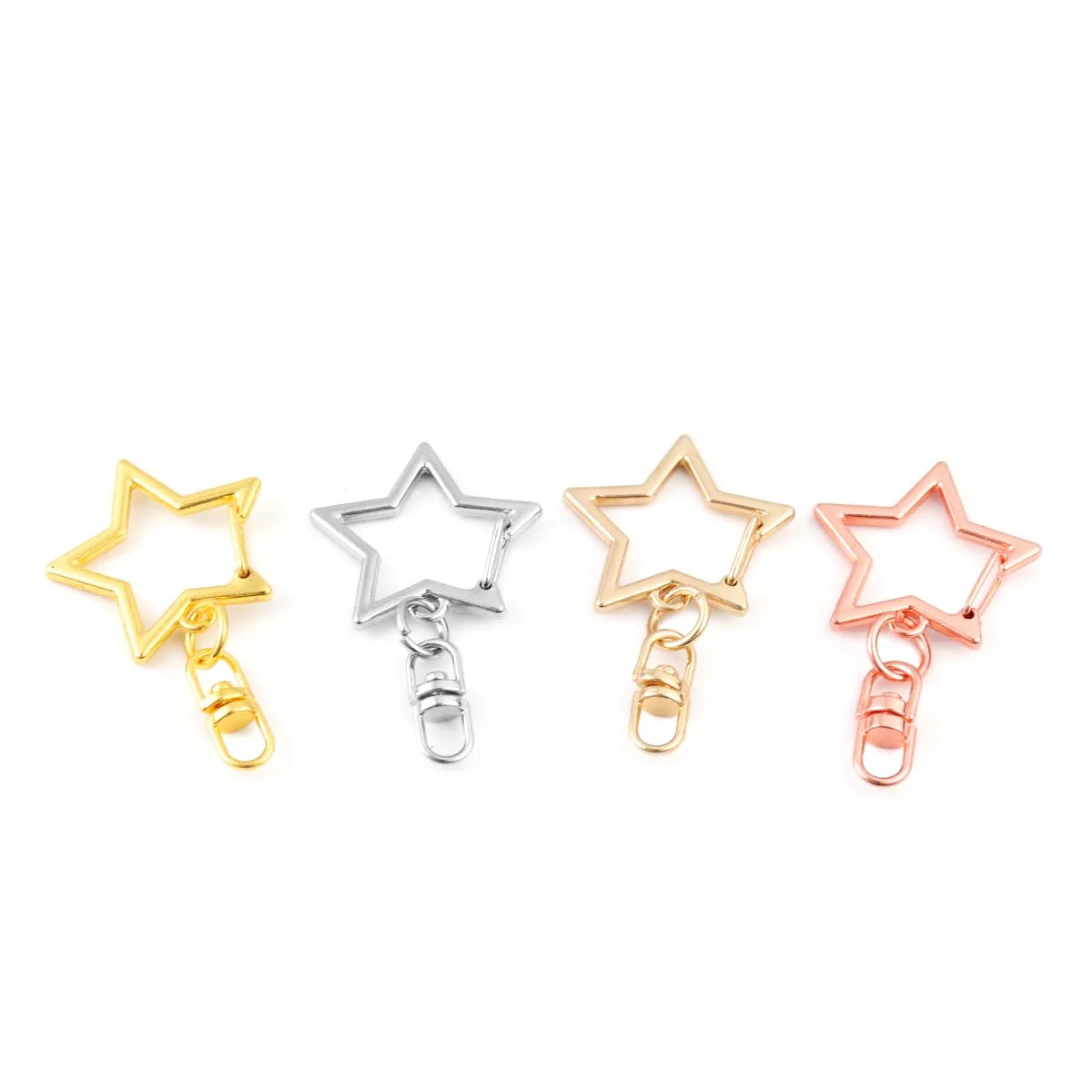 10Pcs Alloy Star Shaped Snap Keychain Lobster Claw Clasp with Hanging Buckle Jump Ring for DIY Crafts Jewelry Accessories Gift