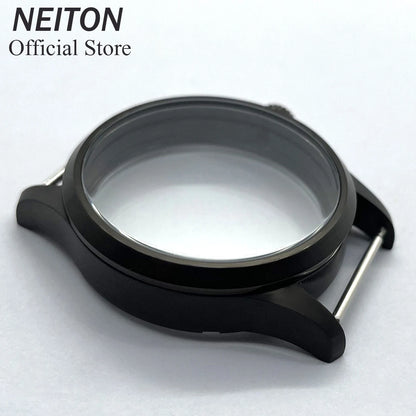 NEITON 42mm Manual Watch Case See-through Back Fit ETA 6497 6498 ST3600 3602 Bronzed/PVD Black