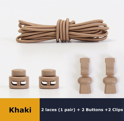 No tie shoelaces Round Elastic Shoelace Plastic snap lock Suitable for all shoes Adult children walking sports Lazy laces 1 pair