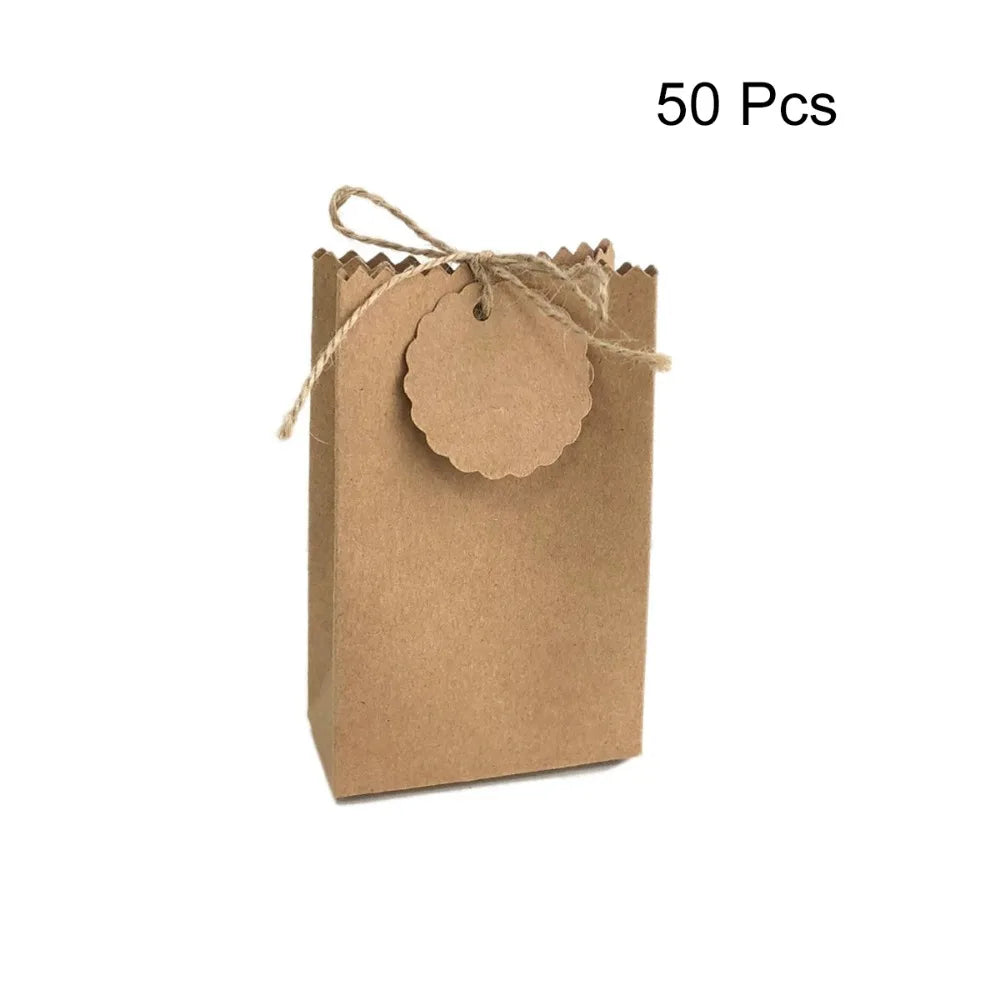 Multi-functional Retro Kraft Paper Gift Box Refilling with Rope Tag Candy Packaging Bag DIY Birthday Party Favors Box Wedding