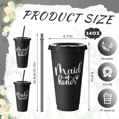 48pcs Bridesmaid Proposal Gifts Set | Maid of Honor Gifts Set from Bride Will You Be My Bridesmaid Gift Box, 24 oz Tumbler, Bridal Bachelorette Party Presents for Bridesmaids Wedding (Black)