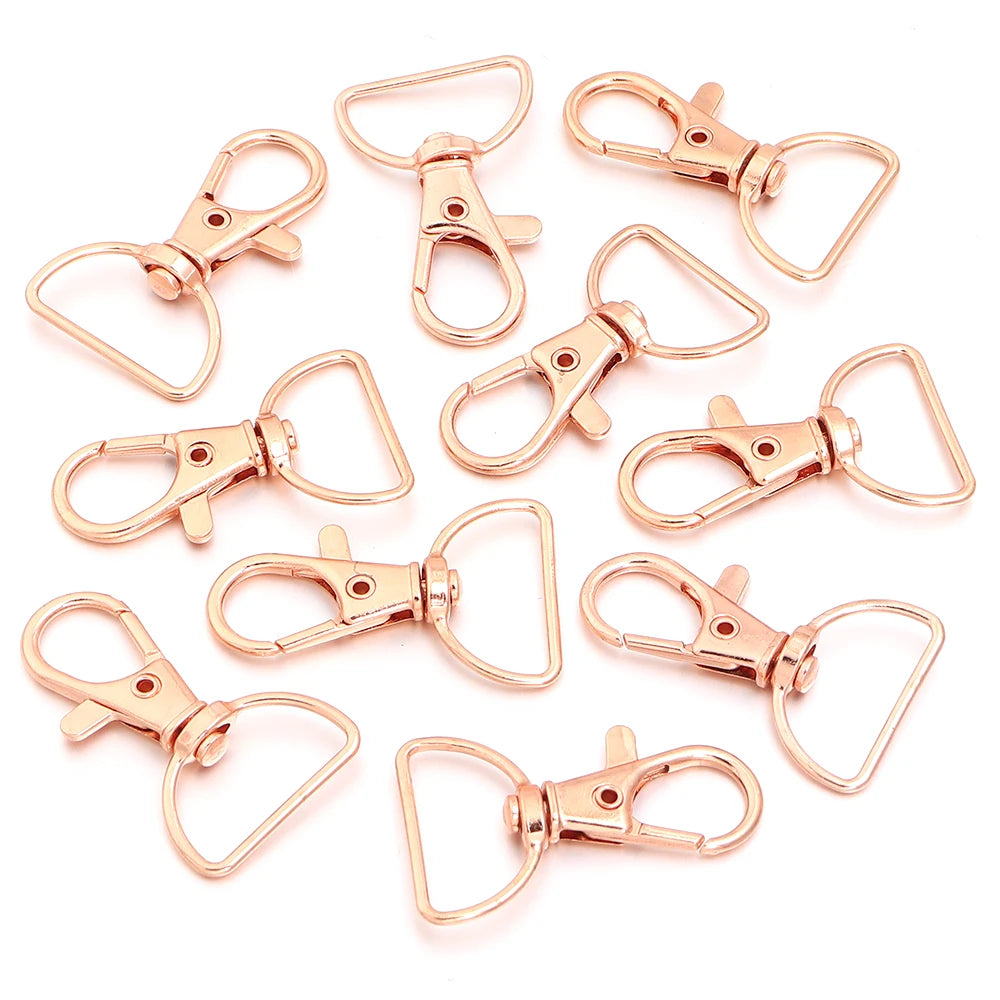 10pcs/lot Metal Swivel Clasps With D Rings Lanyard Snap Hooks Key Chain Clip Hook Lobster Claw Clasp For Keychain Jewelry Making