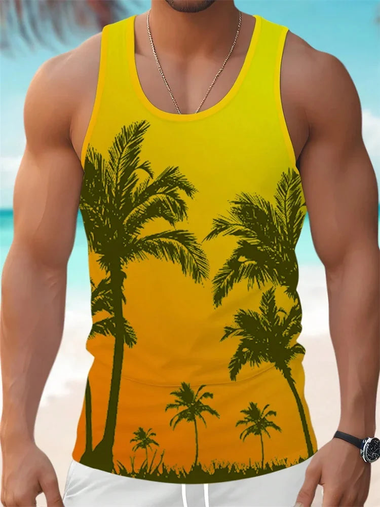 2026 Summer Hawaii Beach Tank Top for Men, Quick Dry Silky Sleeveless Shirt, Fashion Body Shaping Casual Men's Vest