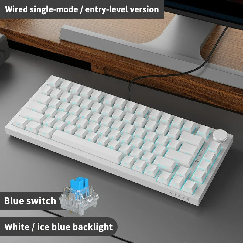 AJAZZ AK820 Wired With Rotary Volume Buttons Hot-Swappable Keys For Office AndHome Mechanical Keyboards DIY