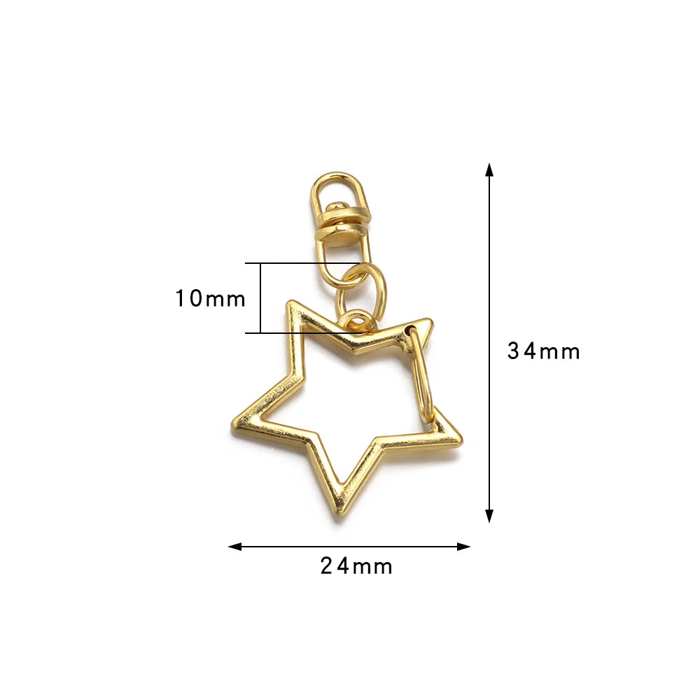 10Pcs Alloy Star Shaped Snap Keychain Lobster Claw Clasp with Hanging Buckle Jump Ring for DIY Crafts Jewelry Accessories Gift