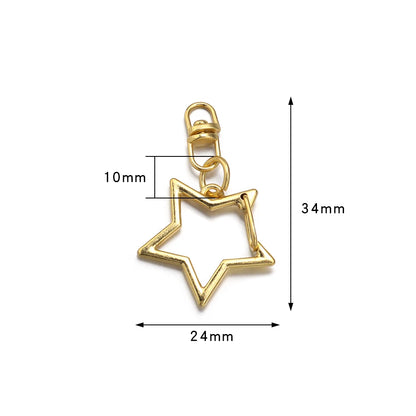 10Pcs Alloy Star Shaped Snap Keychain Lobster Claw Clasp with Hanging Buckle Jump Ring for DIY Crafts Jewelry Accessories Gift