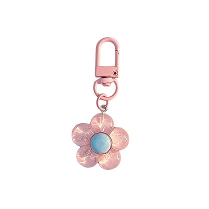 Cute Flower Keychains for Women Clear Resin Keychain Lobster Clasp Bag Purse Charms Backpack Decorations Jewelry DIY Accessories