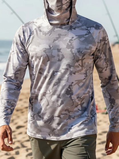 European and American men's summer camouflage print comfortable breathable long sleeved T-shirt fishing suit outdoor casual top
