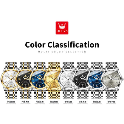 OLEVS Brand Fashion men's watches stainless steel waterproof Quartz wristwatch luminous Original watch for man Dual Calendar