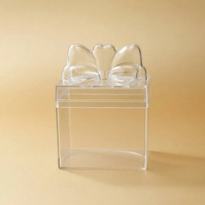 Clear Plastic Candy Box with Ribbon Multipurpose Transparent Candy Box Mini Cube Container Food Grade Small Item Storage