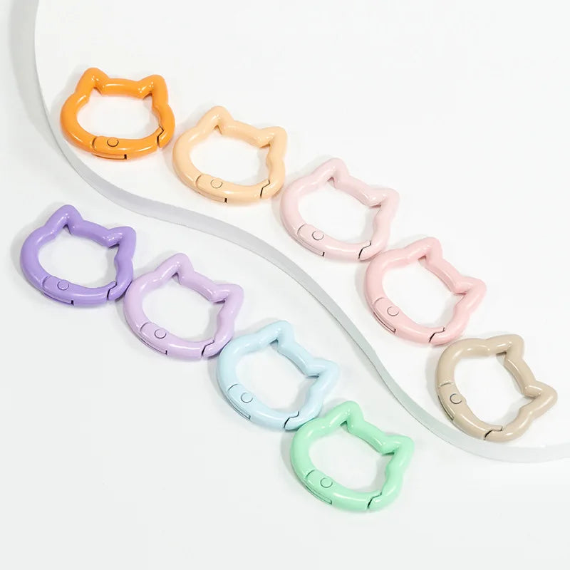 5pcs Cute Heart Cat Keychain Rings Carabiner Clip Key Chain Hooks for DIY Keys Buckle Bags Purses Replacement Lanyard DIY Crafts