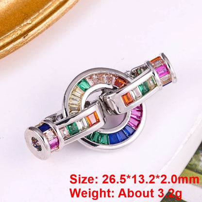 Juya DIY Copper 18K Gold Plated Pendant Connector Fastener Buttob Lock Clasps For Needlework Natural Stone Pearls Jewelry Making