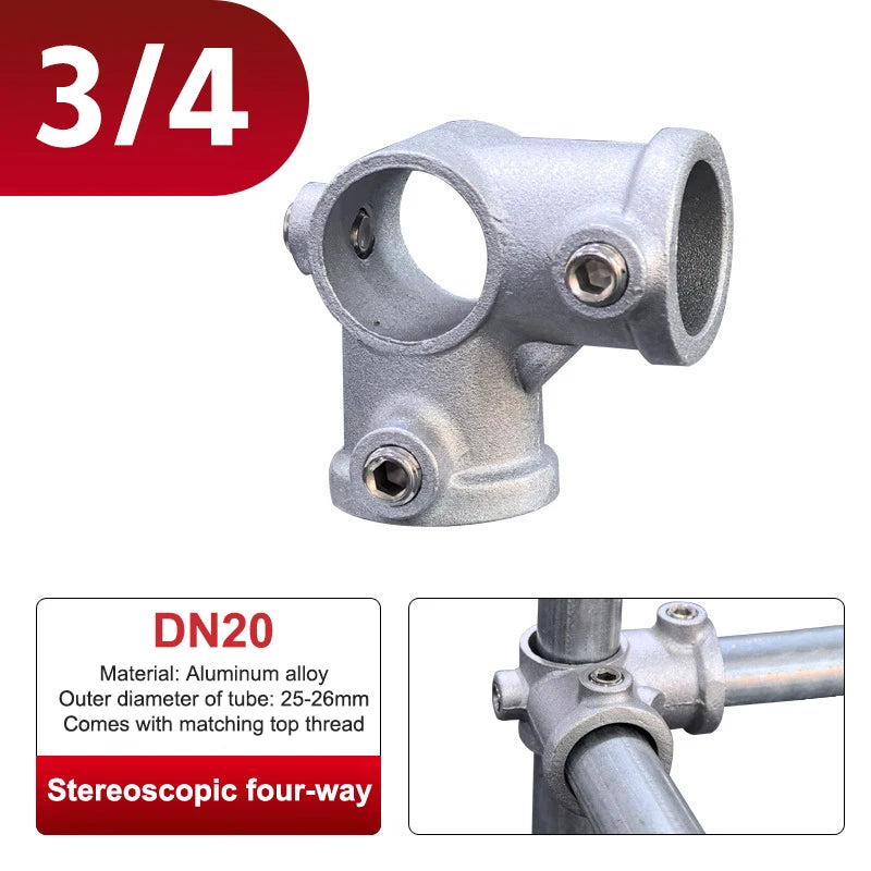 Aluminum Alloy Connector Elbow Tee Base Flat Three-dimensional Fitting Connection Fastener 20/25mm Steel Tube Shelf Parts