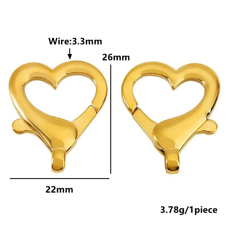 2pcs Stainless Steel Clasp Strong Oval Heart Round Polished Lobster Clasp Hook Connector DIY Necklace Jewelry Making Accessories