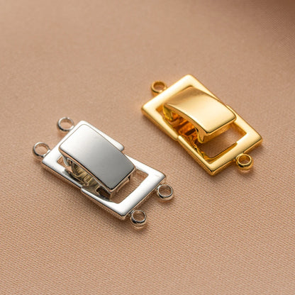 2pcs 14K Gold Plated Layered Clasp 2 Strands Necklace Layering Clasp Necklace Connectors Bar Links Slide Lock for Jewelry Making