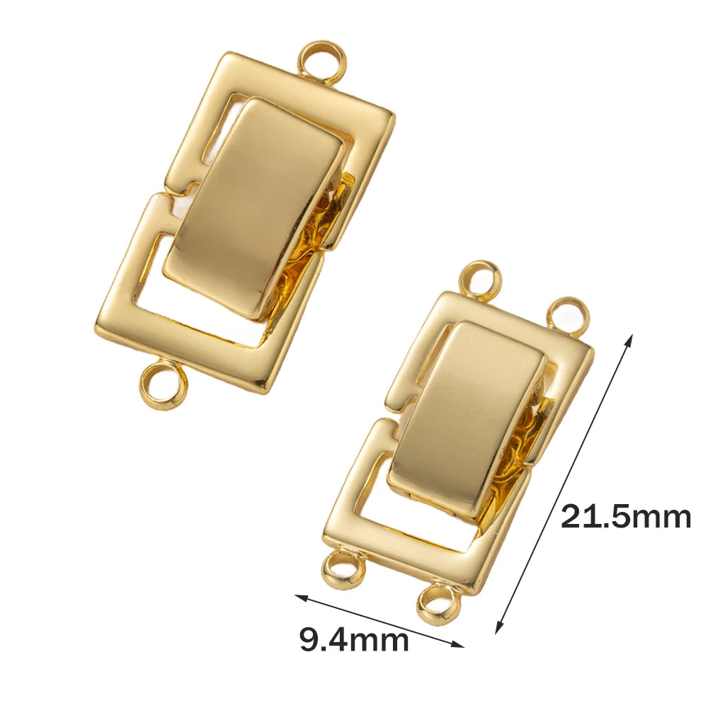 2pcs 14K Gold Plated Layered Clasp 2 Strands Necklace Layering Clasp Necklace Connectors Bar Links Slide Lock for Jewelry Making