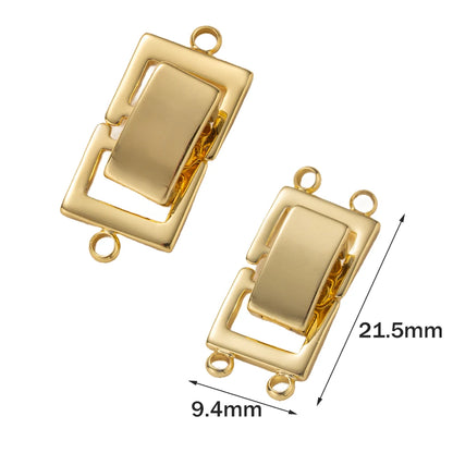 2pcs 14K Gold Plated Layered Clasp 2 Strands Necklace Layering Clasp Necklace Connectors Bar Links Slide Lock for Jewelry Making