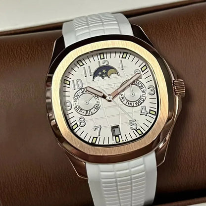 2026 new day and night non working luxury automatic mechanical watch stainless steel case rubber strap men's casual watch