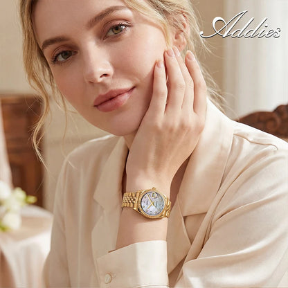 ADDIES 585 Quartz Women's Watches Sapphire Glass 5Bar Waterproof 316L Stainless Steel Diving Fashion Luxury Wristwatch For Woman