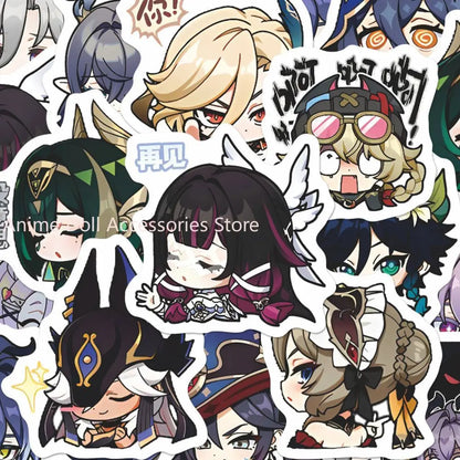 64PCS Genshin Impact Moon Maiden Anime Stickers Cartoon Graffiti Decals Helmet Skateboard Laptop Motorcycle Sticker Decor