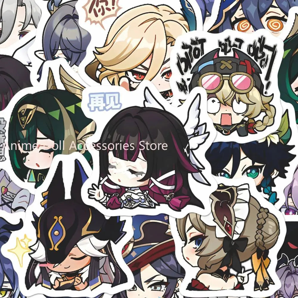 64PCS Genshin Impact Moon Maiden Anime Stickers Cartoon Graffiti Decals Helmet Skateboard Laptop Motorcycle Sticker Decor