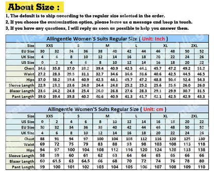 Allingentle Red PantSuit Women's 2 Piece Suit Set Elegant Pant Suit Set Business Party Blazer Office Work Outfits Customize