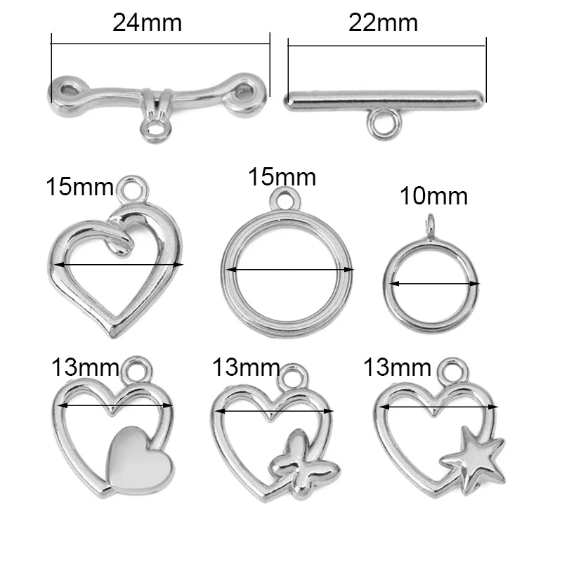 5sets PVD Never Fade Stainless Steel OT Clasps Toggle Bracelet Hooks End Necklace Connectors ForDiy Jewelry Making Accessories