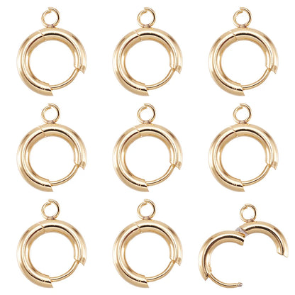 10pcs 201 Stainless Steel Huggie Earring Hooks Round Ear Post with Loop for Hoop Earrings DIY Jewelry Making Accessories