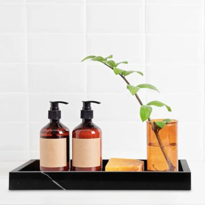 Marble Bathroom Vanity Tray, Natural Luxury Vanity Home Kitchen Bathroom Table Tray, Stone Decorative Countertop Dresser Trays