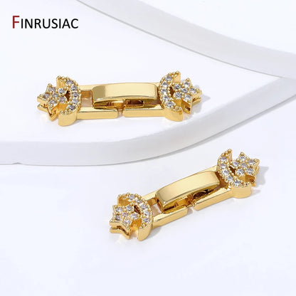 18K Gold Plated Brass Pearl Clasp Connector,Clasps For Bracelet,Zircon Fasteners Lock Clasps For DIY Jewelry Making Supplies