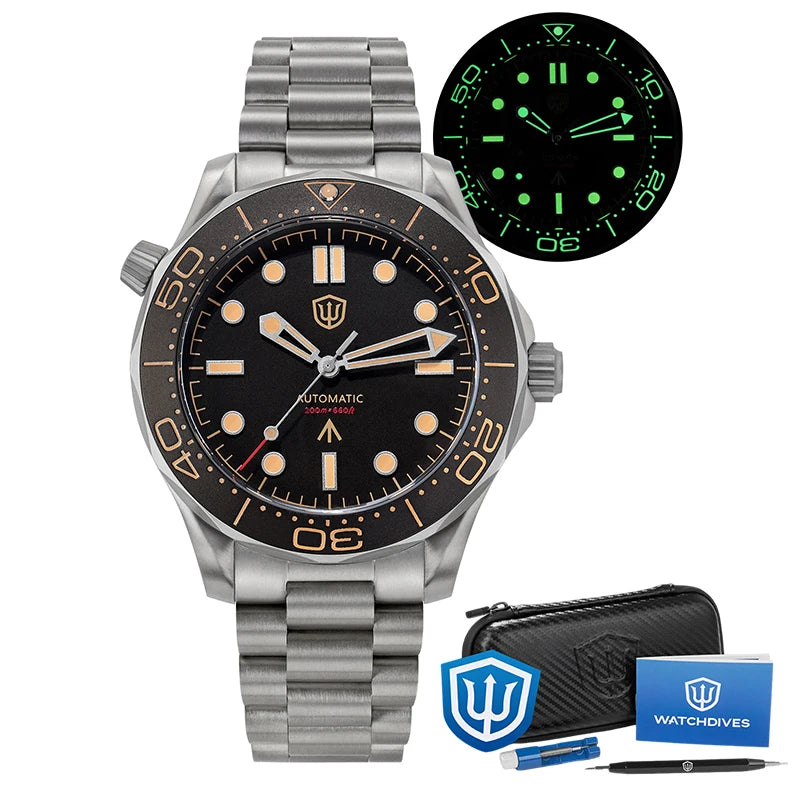 Watchdives WD007 V4 007 NTTD Mechanical Titanium Watch 42Mm Automatic PT5000 Sapphire 200M Waterproof Luxury Watches Man Gift