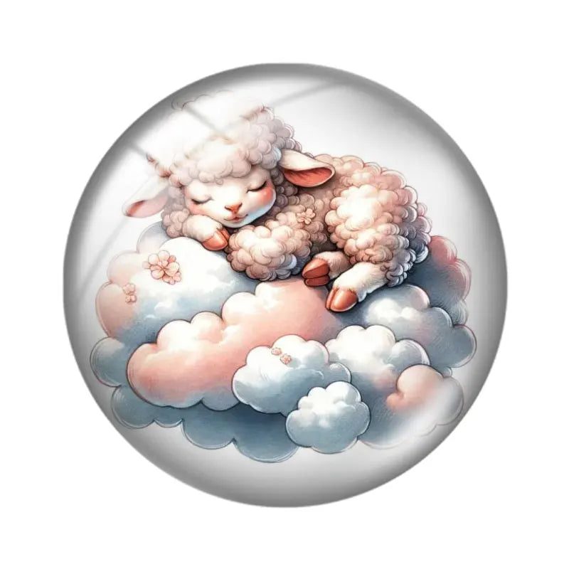 Watercolor Cute Sheep 10pcs mix18mm/20mm/25mm Round photo glass cabochon demo flat back Making findings