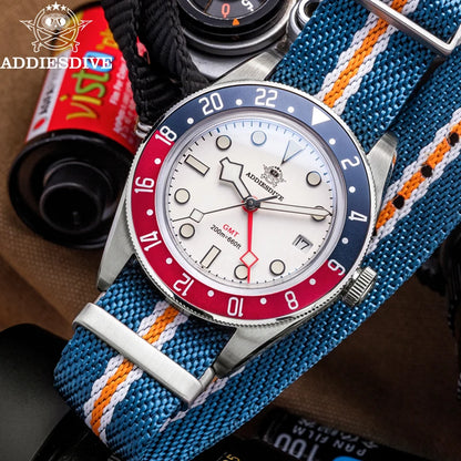 ADDIESDIVE TOP Men's Watches 20Bar Diving BGW9 Super Luminous AD2044 Swiss Ronda 515-24H GMT Watch Quartz Watch