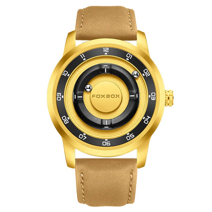 LIGE FOXBOX Fashion Man Magnetic Watch Unique Dial Business Stainless Casual Srolling Bead Waterproof Quartz Men's Watches Gifts