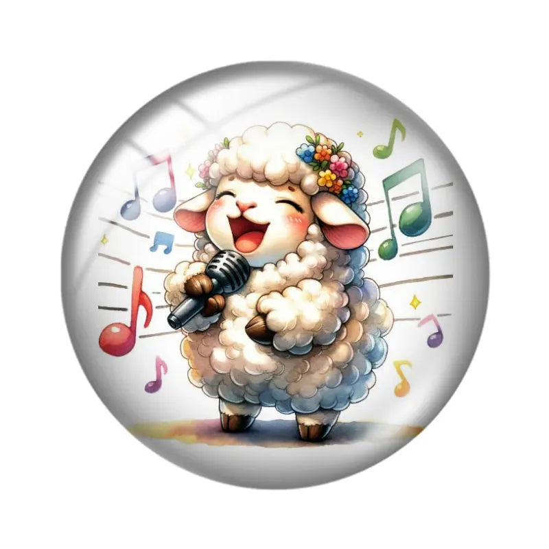 Watercolor Cute Sheep 10pcs mix18mm/20mm/25mm Round photo glass cabochon demo flat back Making findings