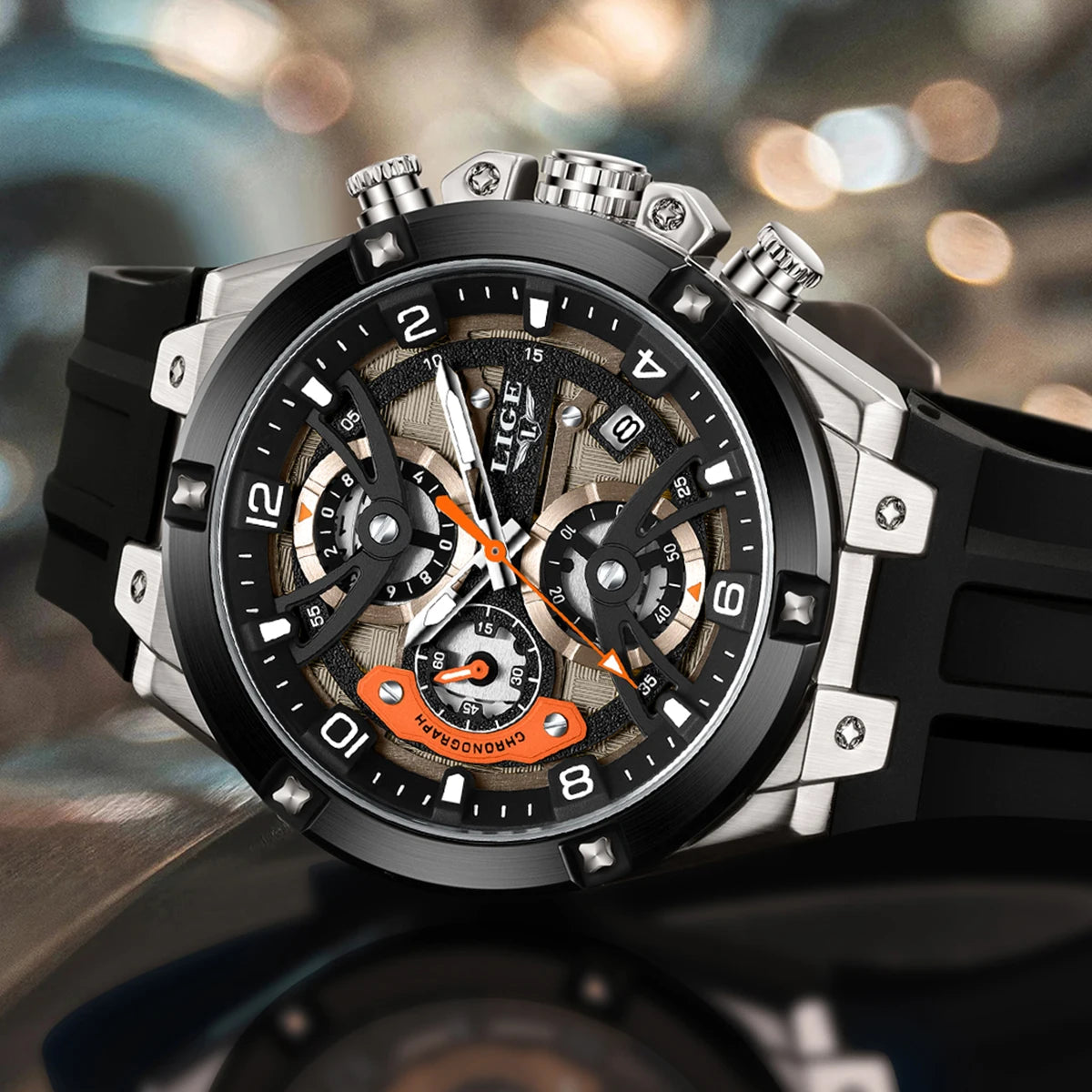 LIGE Simple Fashion Quartz Man Watch Silicone Outdoor Casual Sports Waterproof Luminous Calendar Random Gift Box Watches for Men