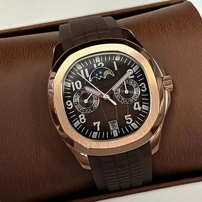2026 new day and night non working luxury automatic mechanical watch stainless steel case rubber strap men's casual watch
