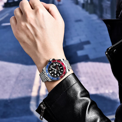 New PAGANI DESIGN GMT Watch Men's Luxury Sapphire Automatic Mechanical Watch 40MM Stainless Steel Waterproof Gift Box Watch