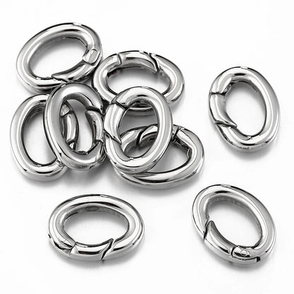 2pcs/1pc Stainless Steel Spring Lobster Clasp Oval Connector for Keychain Keyring Polishing Ring Carabiner Jewelry Making DIY