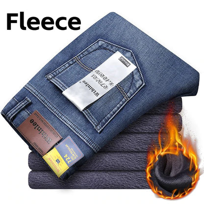 2026 New Business Men's Jeans Casual Straight Stretch Fashion Classic Blue Black Work Denim Pant Trousers Male  Clothing