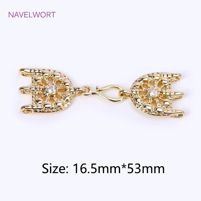 Multi Strands Necklace Clasp 18K Gold Plated Pearl Clasps Connector,Brass Fastener Closure Lock Clasps,DIY Jewelry Accessories