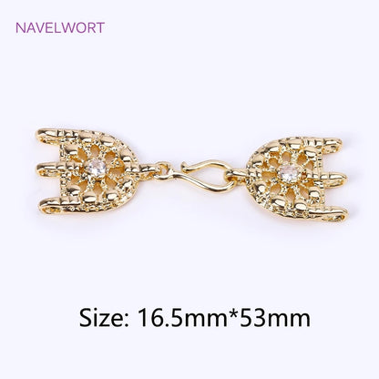 Multi Strands Necklace Clasp 18K Gold Plated Pearl Clasps Connector,Brass Fastener Closure Lock Clasps,DIY Jewelry Accessories